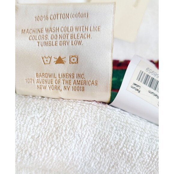 Lenox Holiday Nouveau Bath Towel & Hand Towel Christmas Holly Berry Plaid NWT - Picture 8 of 10